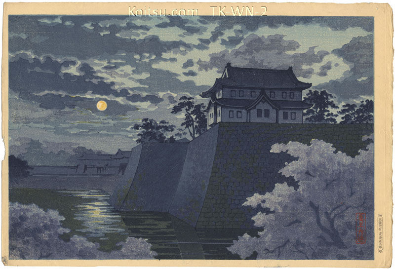 Moonlit Evening at Osaka Castle - blue